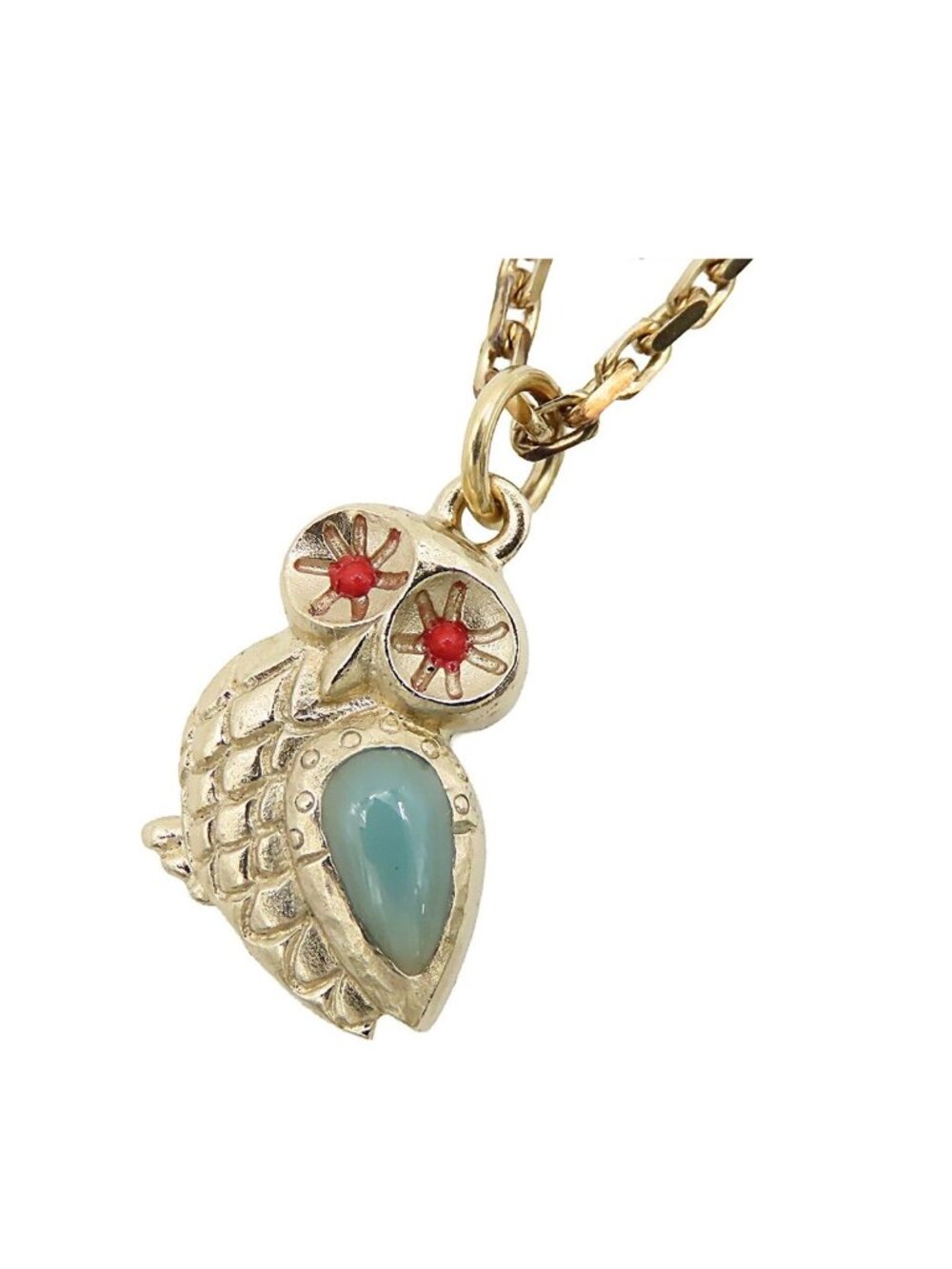 Chanel Necklace Owl Ear Owl CC Logo 18C Gold Metal Color Stone